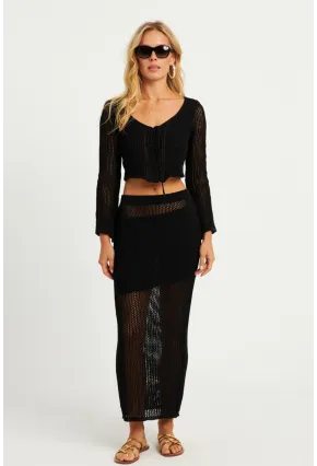 Kadın Siyah Triko Etek Takım KZ540