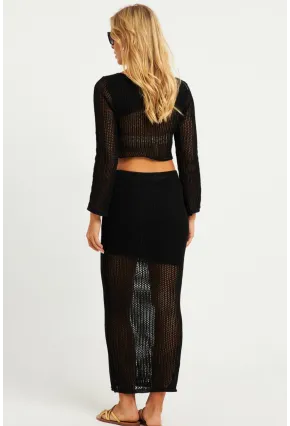 Kadın Siyah Triko Etek Takım KZ540