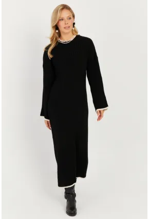 Kadın Siyah Triko Maxi Elbise SF2538