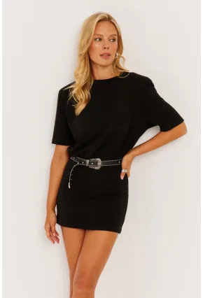 Kadın Siyah Vatkalı Basic Elbise KED153