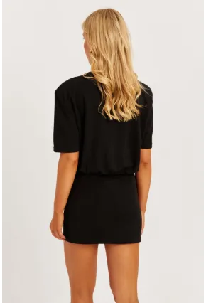 Kadın Siyah Vatkalı Basic Elbise KED153