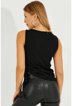 Kadın Siyah Yanı Büzgülü Kaşkorse Bluz TH1093
