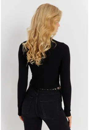 Kadın Siyah Yarım Balıkçı Bluz TH1114