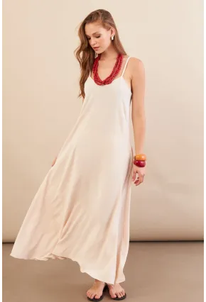 Kadın Taş Askılı Çan Midaxi Elbise OPS9005