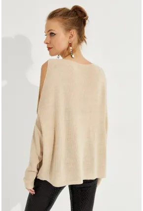 Kadın Taş Kolu Yırtmaçlı Triko Bluz SMT221