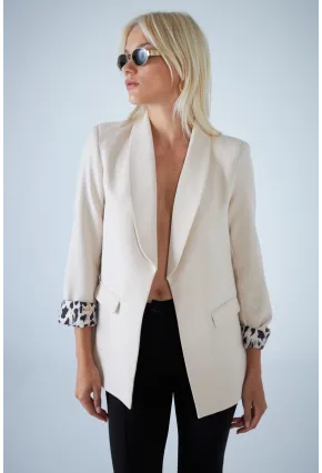 Kadın Taş Leopar Astarlı Blazer Ceket BES3049