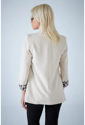 Kadın Taş Leopar Astarlı Blazer Ceket BES3049