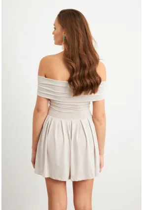 Kadın Taş Madonna Yaka Midi Elbise MON1262-1