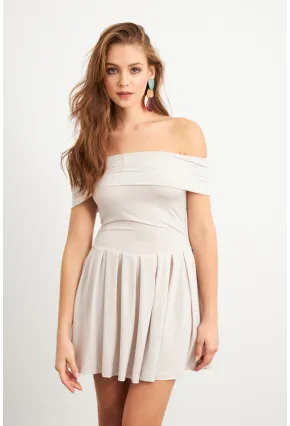 Kadın Taş Madonna Yaka Midi Elbise MON1262-1