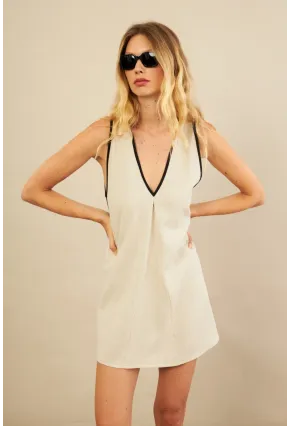 Kadın Taş Mini Keten Elbise MSİ103