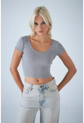 Kadın Taş Ön Arka U Bluz EV57
