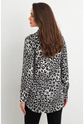 Kadın Taş-Siyah Desenli Gömlek MASF227