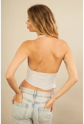 Kadın Taş Tokalı Asimetrik Crop Bluz AN8134