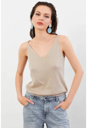 Kadın Taş V Yaka Triko Bluz KZ546