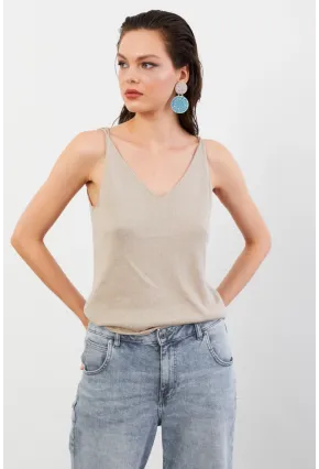 Kadın Taş V Yaka Triko Bluz KZ546