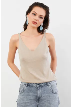 Kadın Taş V Yaka Triko Bluz KZ546