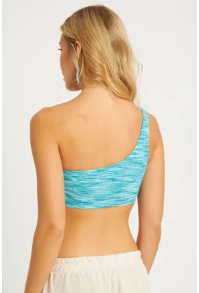 Kadın Turkuaz Önü Büzgülü Crop Bluz YLE606