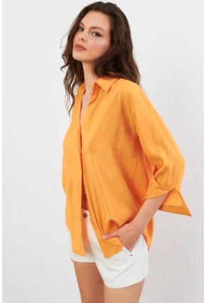 Kadın Turuncu Basic Gömlek SOL3664