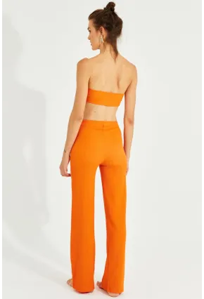 Kadın Turuncu Büstiyerli Pantolon Takım YEL221225