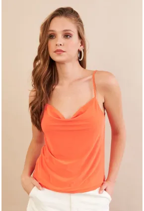 Kadın Turuncu Degaje Yaka Bluz LPP1286-90