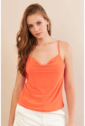 Kadın Turuncu Degaje Yaka Bluz LPP1286-90