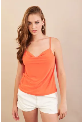 Kadın Turuncu Degaje Yaka Bluz LPP1286-90