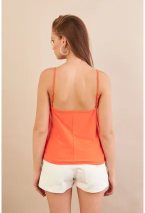 Kadın Turuncu Degaje Yaka Bluz LPP1286-90