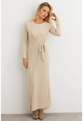 Kadın Vanilya Kruvaze Maxi Elbise COL31