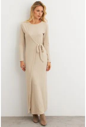 Kadın Vanilya Kruvaze Maxi Elbise COL31