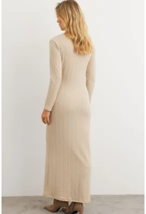 Kadın Vanilya Kruvaze Maxi Elbise MTF31