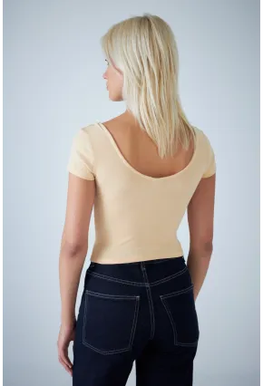 Kadın Vanilya Ön Arka U Bluz EV57