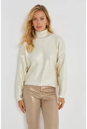 Kadın Vanilya Varakli Triko Bluz SF2530