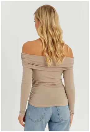 Kadın Vizon Büzgülü Madonna Bluz MON1119