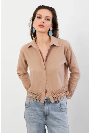 Kadın Vizon Güpürlü Gömlek MPC030