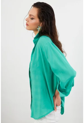 Kadın Yeşil Basic Gömlek SOL3664