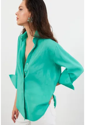 Kadın Yeşil Basic Gömlek SOL3664