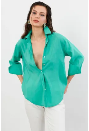 Kadın Yeşil Basic Gömlek SOL3664