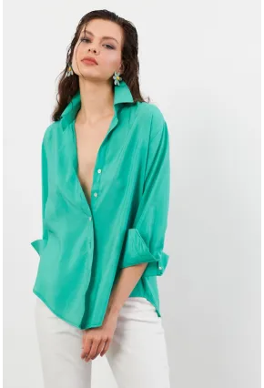 Kadın Yeşil Basic Gömlek SOL3664