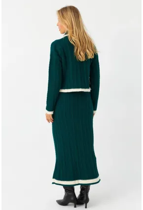 Kadın Zümrüt Yeşil İkili Alt Üst Triko Takım NUV34