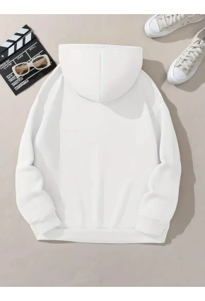 Leopar Detay New York Baskılı Oversize 3 İplik Kapüşonlu Sweat