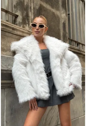 Suni Kürk Premium Peluş Ceket Ekru