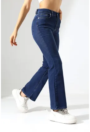 Yüksek Bel Klasik Paça Kadın Jean – Lacivert