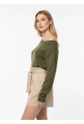 Asimetrik Yaka Oversize Triko Kazak