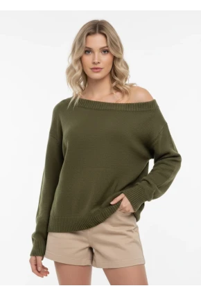 Asimetrik Yaka Oversize Triko Kazak