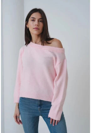 Asimetrik Yaka Oversize Triko Kazak