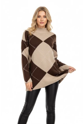 Bisiklet Yaka Baklava Desenli Triko Kazak