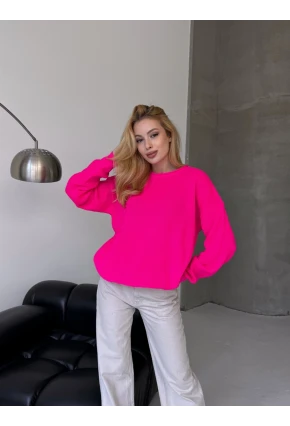 Bisiklet Yaka Oversize Rahat Kesim Triko Bluz