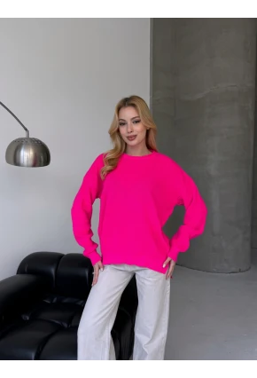 Bisiklet Yaka Oversize Rahat Kesim Triko Bluz