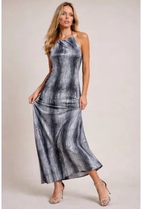 Boyundan Bağlamalı Sırt Dekolte Tasarım Elbise