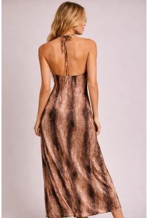 Boyundan Bağlamalı Sırt Dekolte Tasarım Elbise